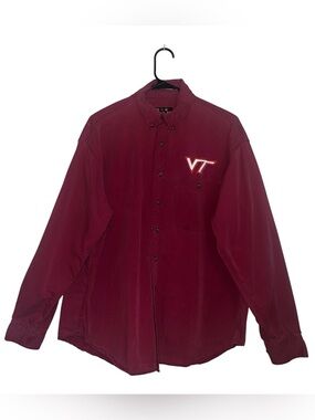 Team Apparel Virginia Tech Hokies Maroon Button Down Shirt Sz L